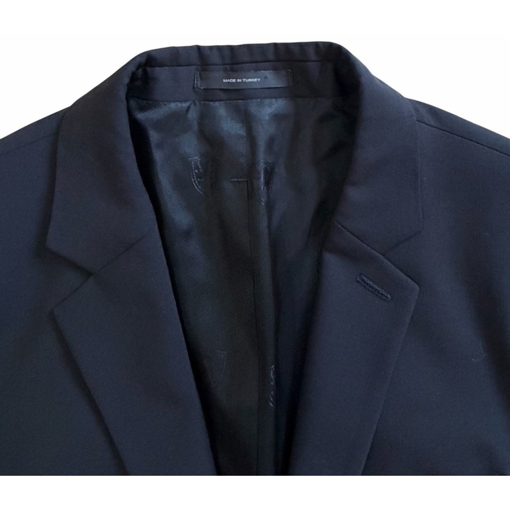 Express‎ Black Blazer 38 R Wool Spandex Stretch 2 Button Modern Suit Jacket - Picture 3 of 6
